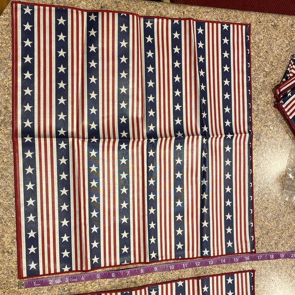 Longaberger 4 All American Fabric Napkins Stars Stripes 2 Packs of 2 Napkins - Picture 7 of 12